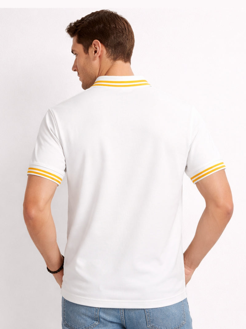 Men’s Modern Luxe Panel Half Zip Polo Shirt - Orange & White