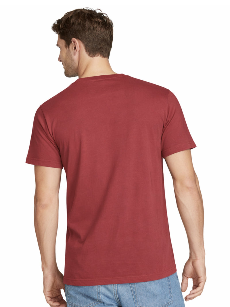 Men's Cut & Sew panel Tee Shirt - Red, White & Dusky Blue