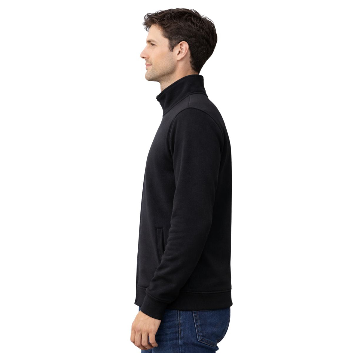 HG Classic Mock Neck Fleece Zipper Jacket - Black