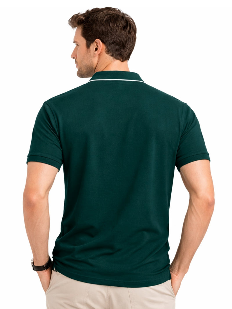 Men’s Premium Magzi Collar & Placket Polo Shirt – Bottle Green