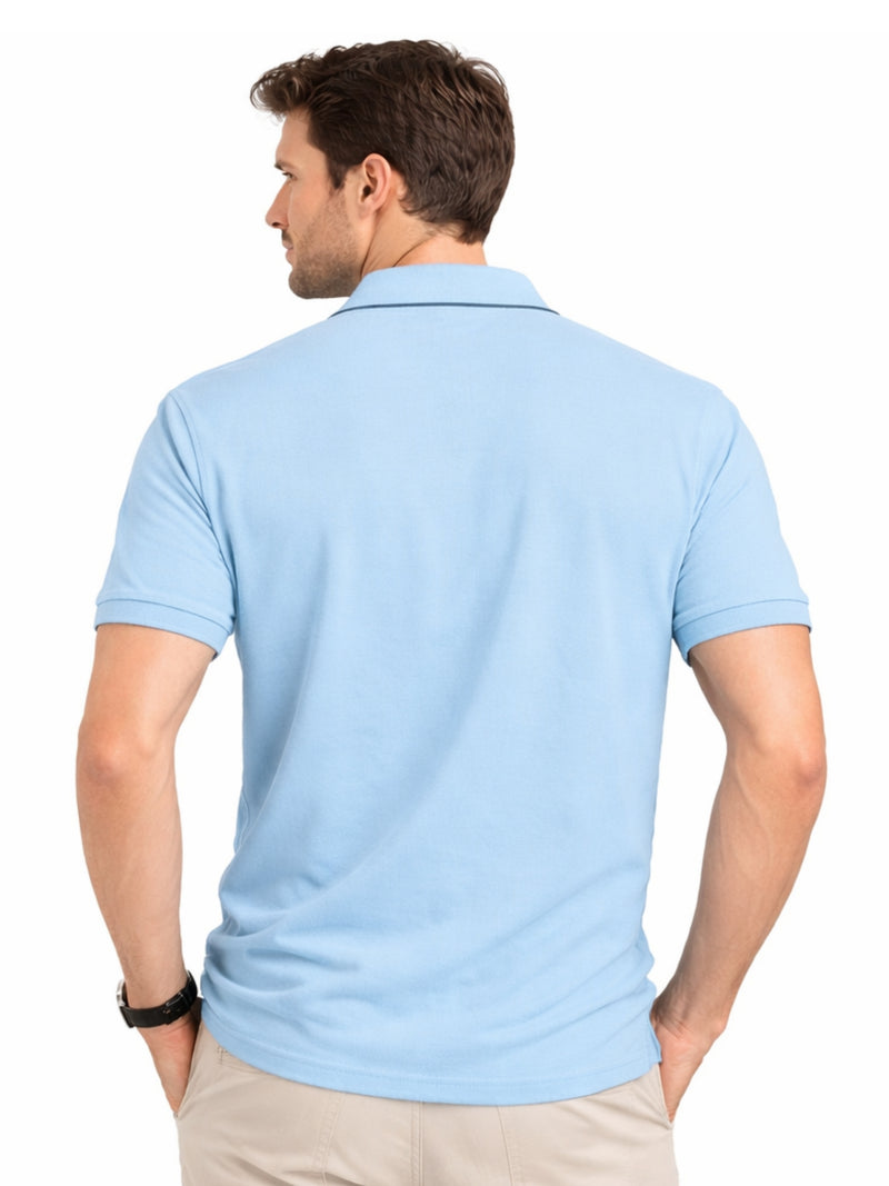 Men’s Premium Magzi Collar & Placket Polo Shirt – Sky Blue