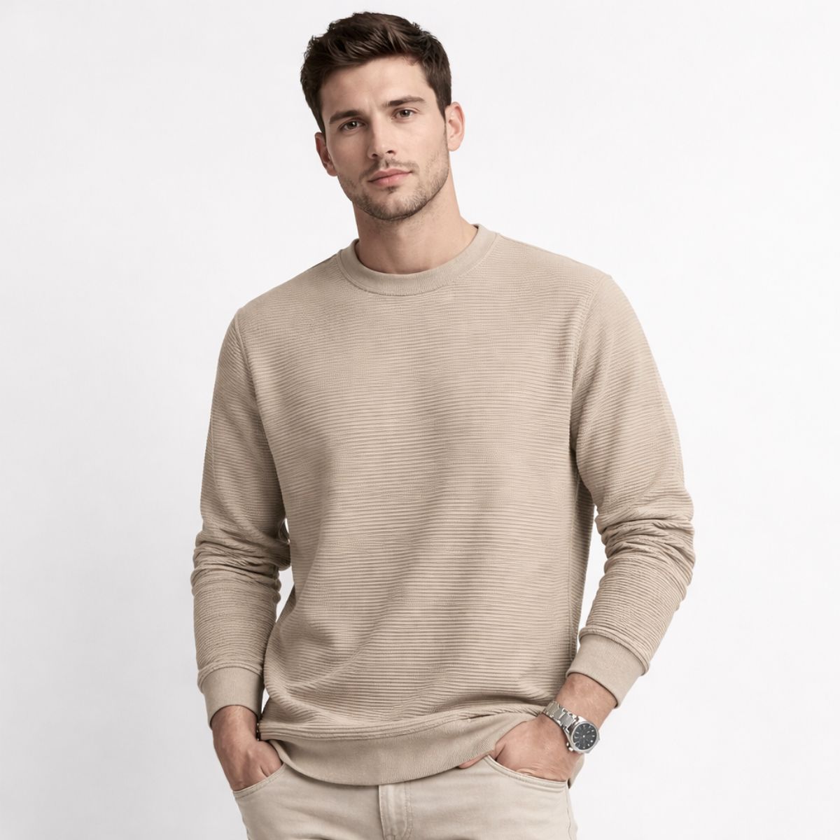 HG Men's Premium Polyestre Fleece Pattern Sweat Shirt - Silk