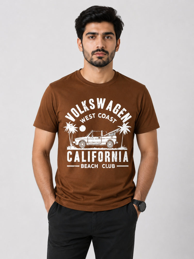 HG "VOLKSWAGEN" Printed Tee Shirt - Tan Brown