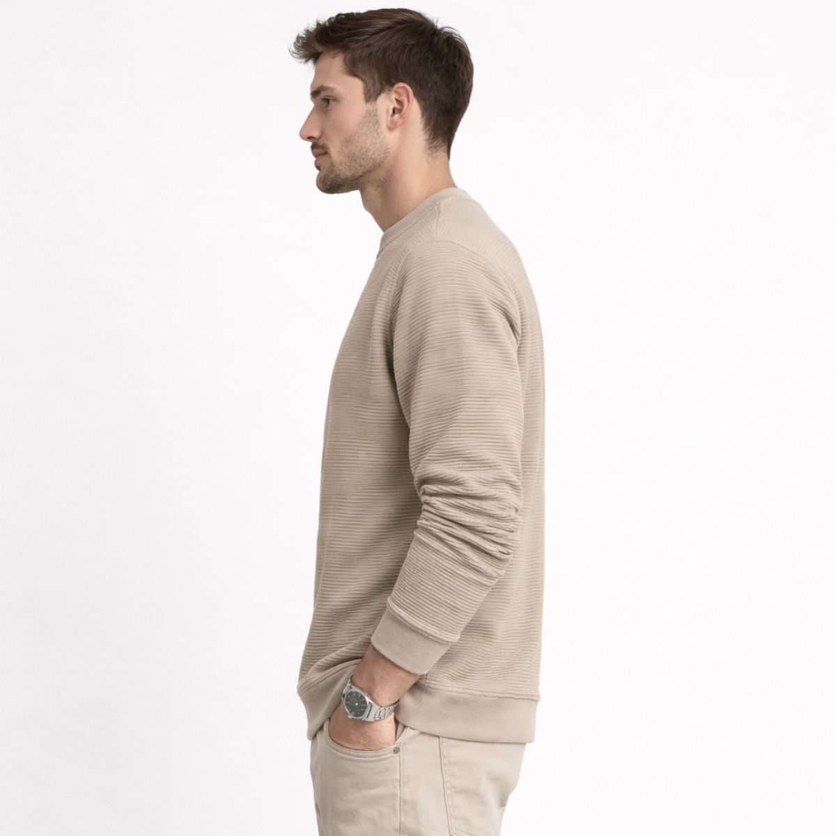 HG Men's Premium Polyestre Fleece Pattern Sweat Shirt - Silk