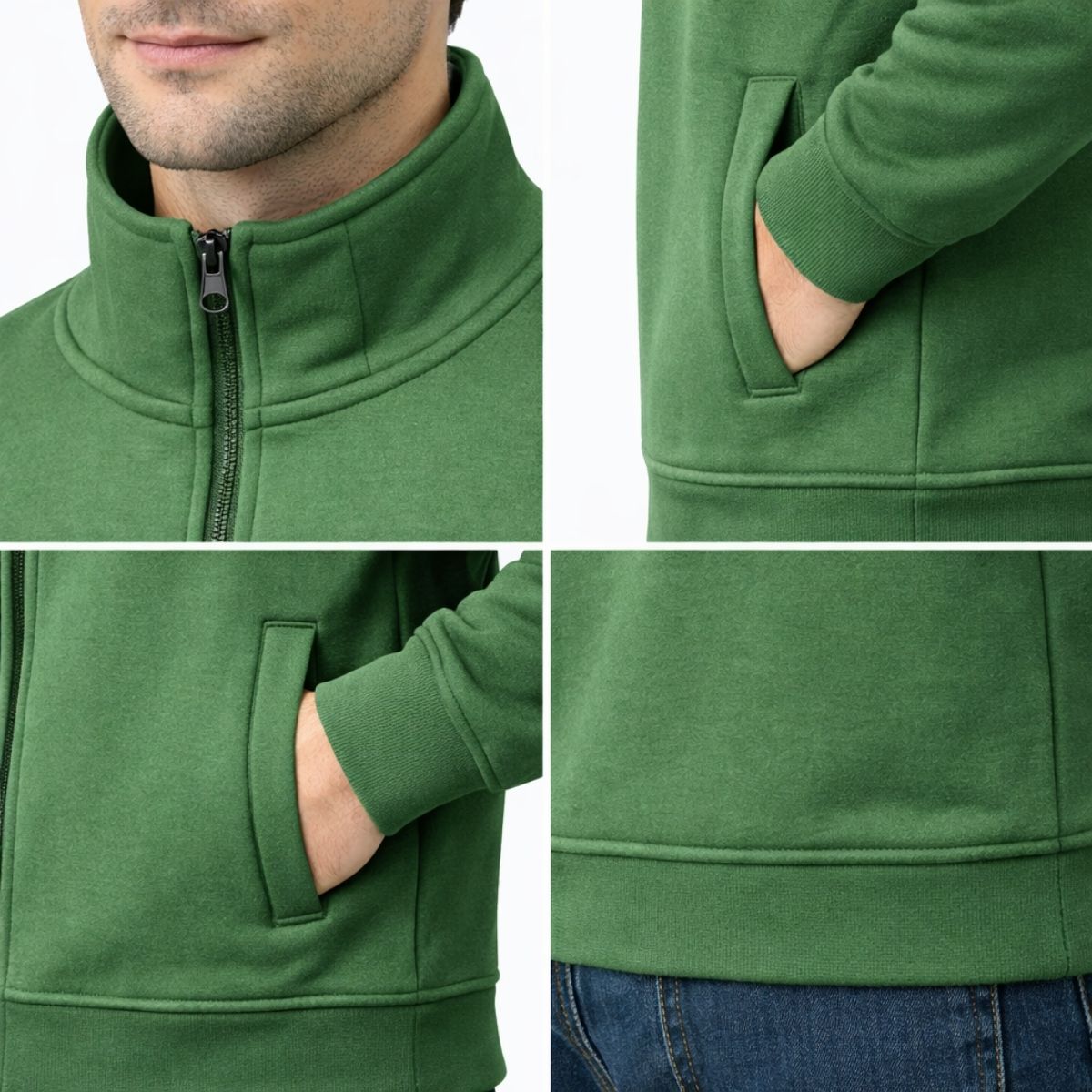 HG Classic Mock Neck Fleece Zipper Jacket - Glade Green