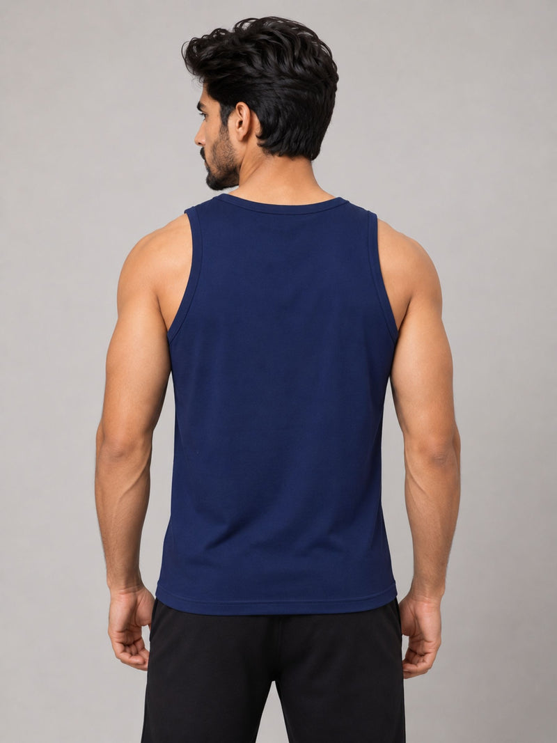 HG "NO PAIN NO GAIN" Printed Stylish Vest For Men's - Light Navy