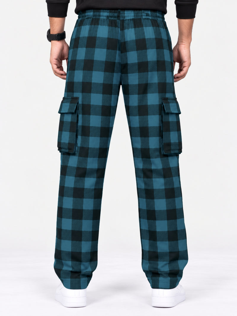 Men Cargo Casual Check Trouser - Blue Box