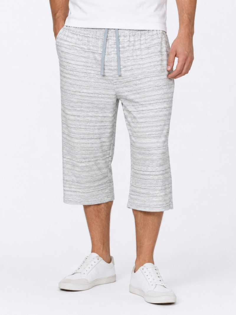 Men's Basic Summer Essential 3 Quarter Shorts - Melange White