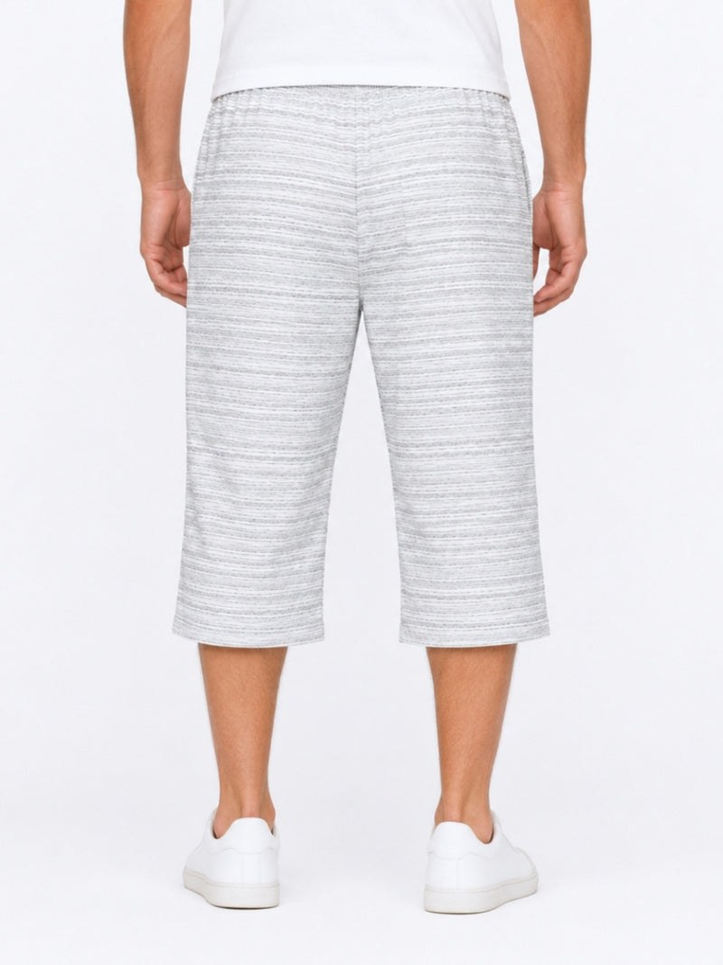 Men's Basic Summer Essential 3 Quarter Shorts - Melange White