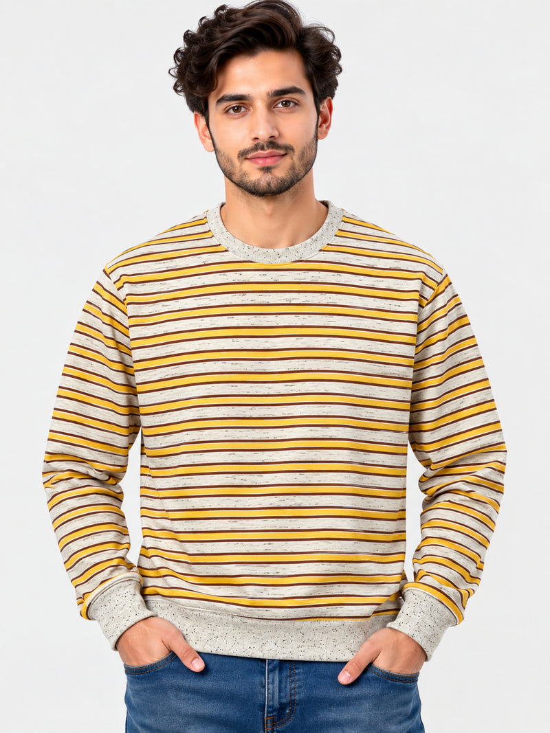 HG Men's Yarn Dyed Stripper Fleece Sweat Shirt - Textured Gray
