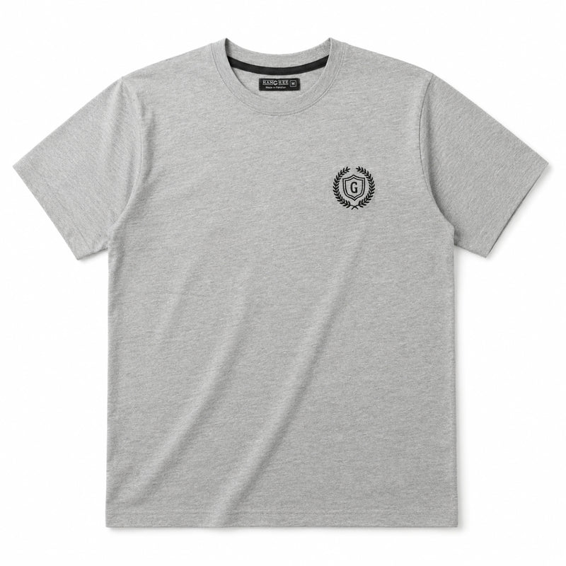 Men's Signature Emb. Round Neck Tee Shirt - Light Gray