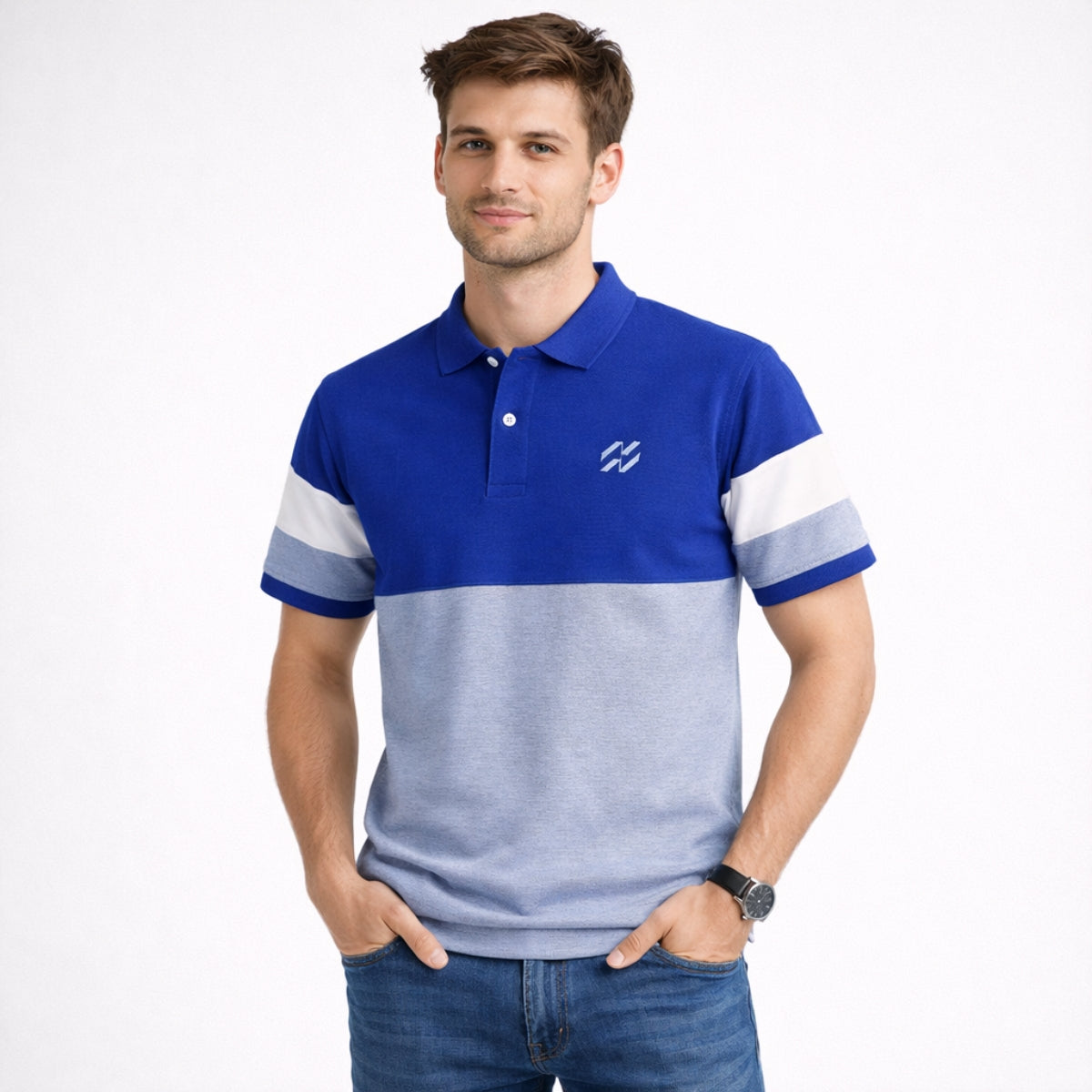 Men’s Premium Colorblock Polo Shirt – Royal Blue