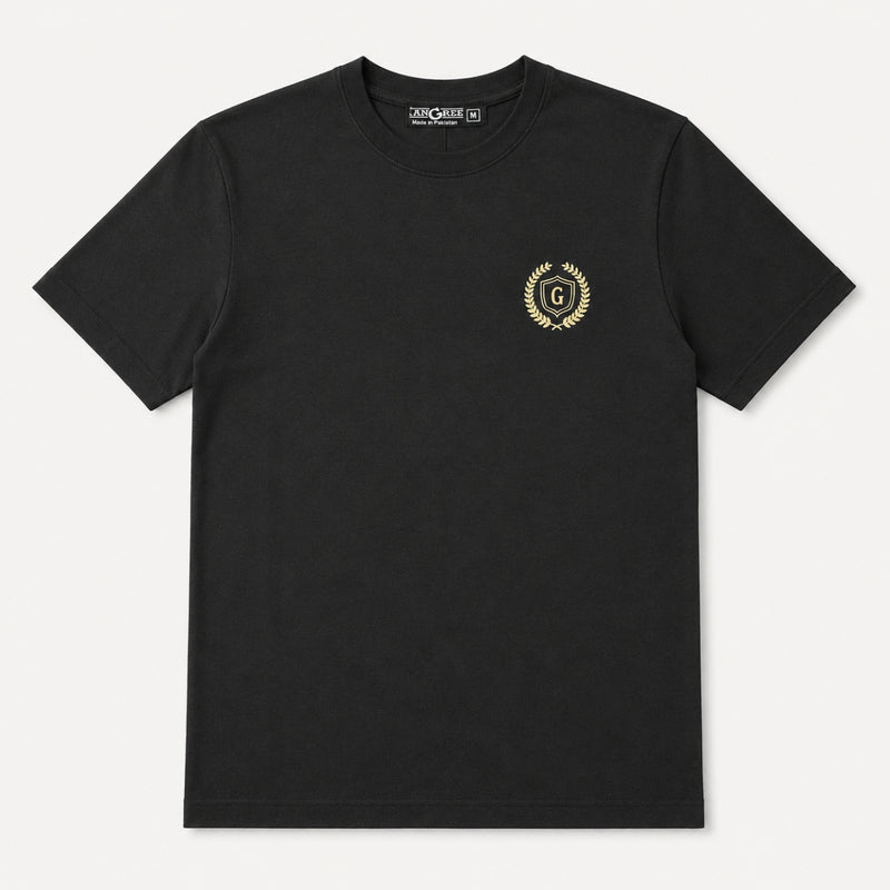 Men's Signature Crest Logo Cotton Jersey T-Shirt - Black