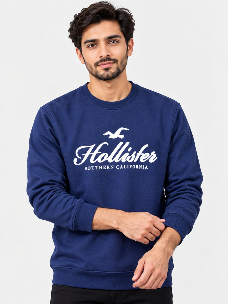 Signature Printed Fleece Sweat Shirt - Navy