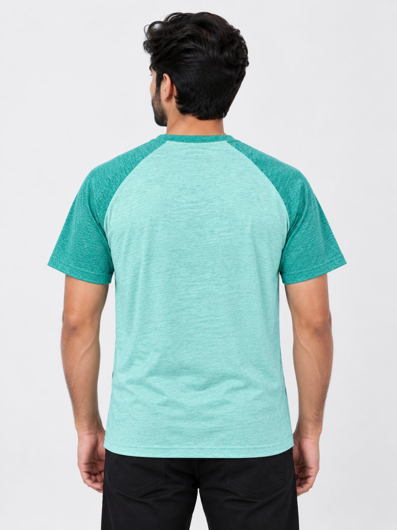 Signature Embroidered Raglan Combo Tee Shirt - Light Green