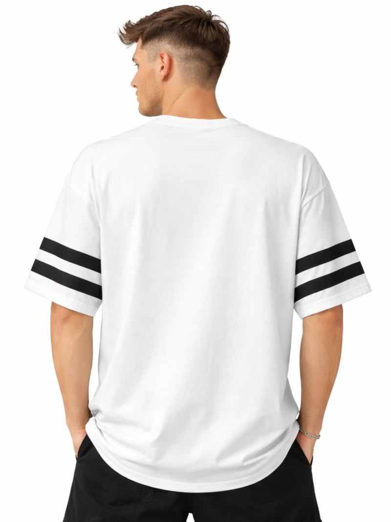 Unisex Oversized Graphic Printed Drop Shoulder T-Shirt - White