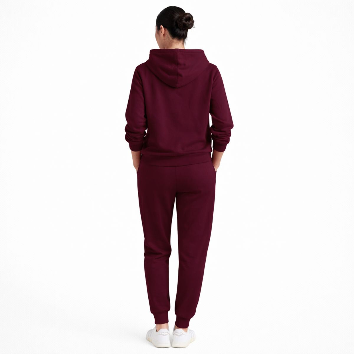 Women’s Printed Hoodie & Joggers Fleece Tracksuit - Maroon