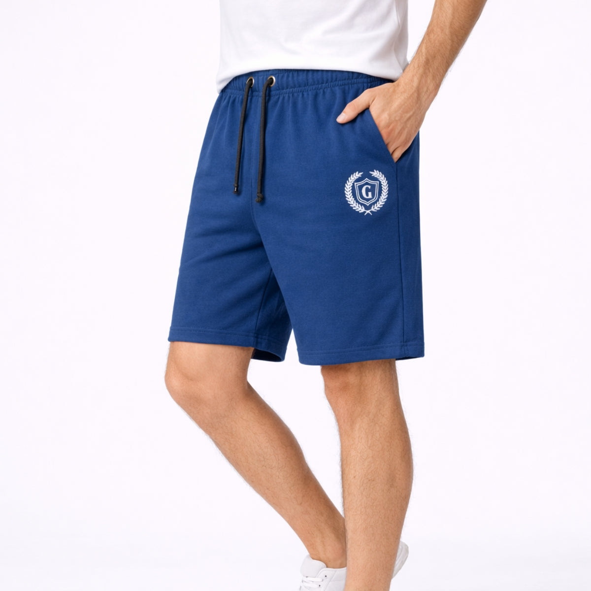 Men's Signature Emb. Two Quarter Terry Shorts - Navy