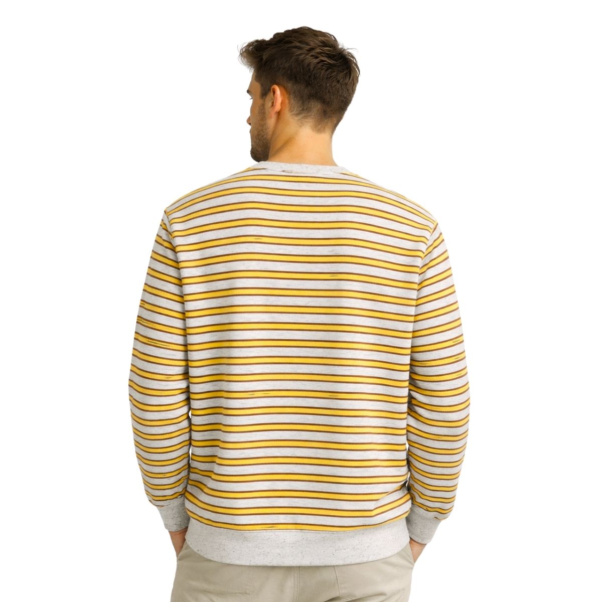 HG Men's Yarn Dyed Stripper Fleece Sweat Shirt - Textured Gray