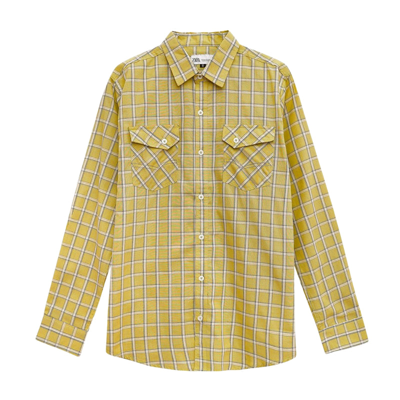 Men's Checkered Summers Casual Shirt - Leaf Yellow
