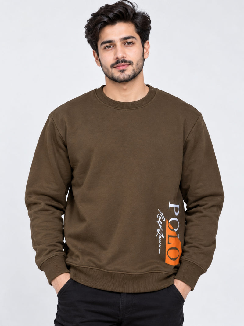 Men Exclusive Printed Sweat Shirt - Brown