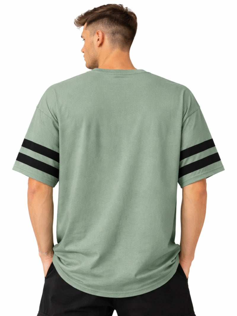 Unisex Oversized Graphic Printed Drop Shoulder T-Shirt - Greenish Gray