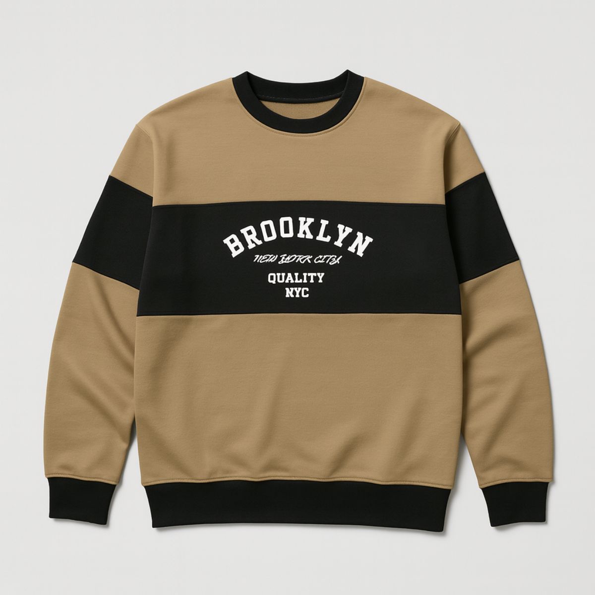 Cut & Sew "Brooklyn" Printed Panel Interlock Sweat Shirt - Clay Creek