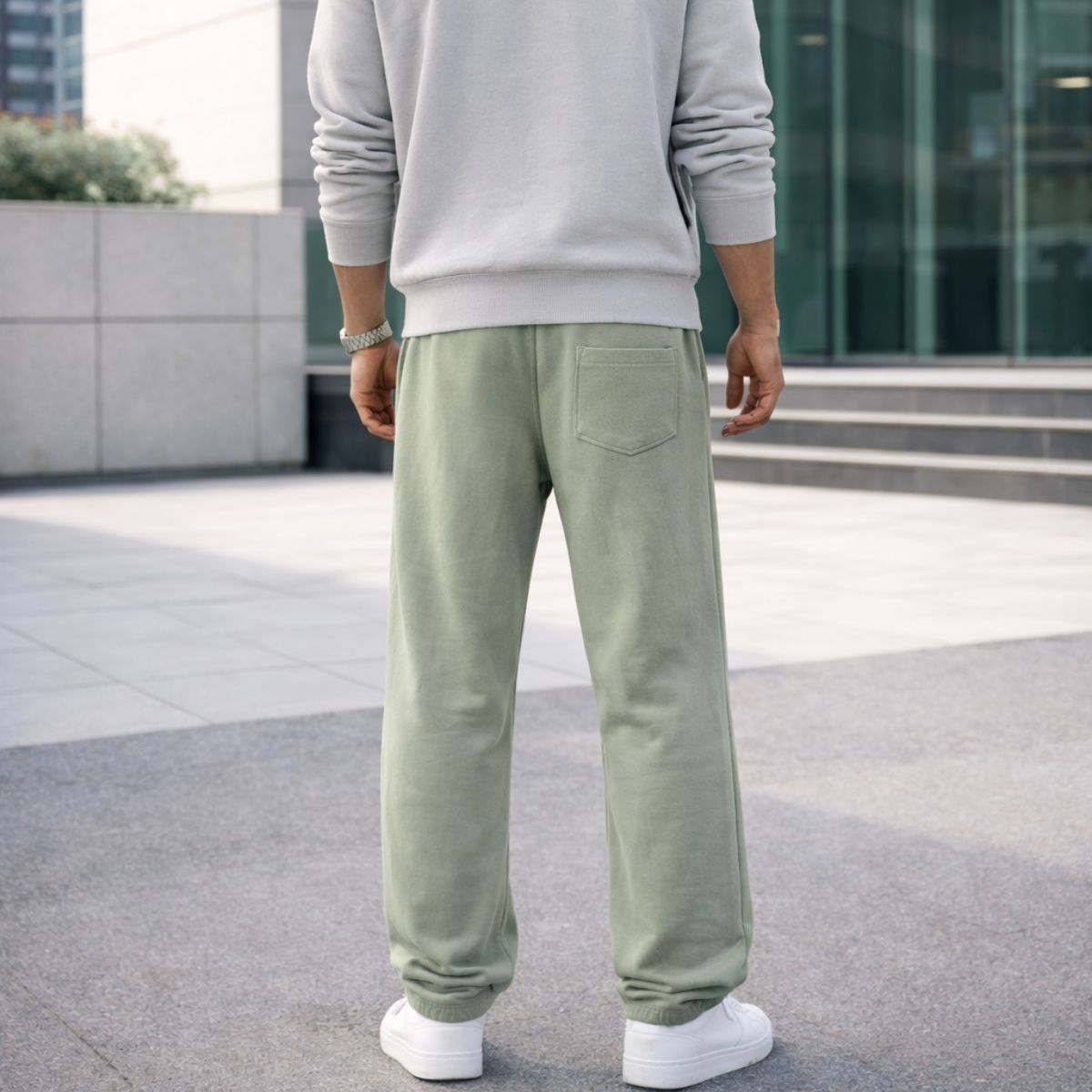 HG Classic Terry Loose Fit Trousers with Zipper Pockets - Greensih Gray