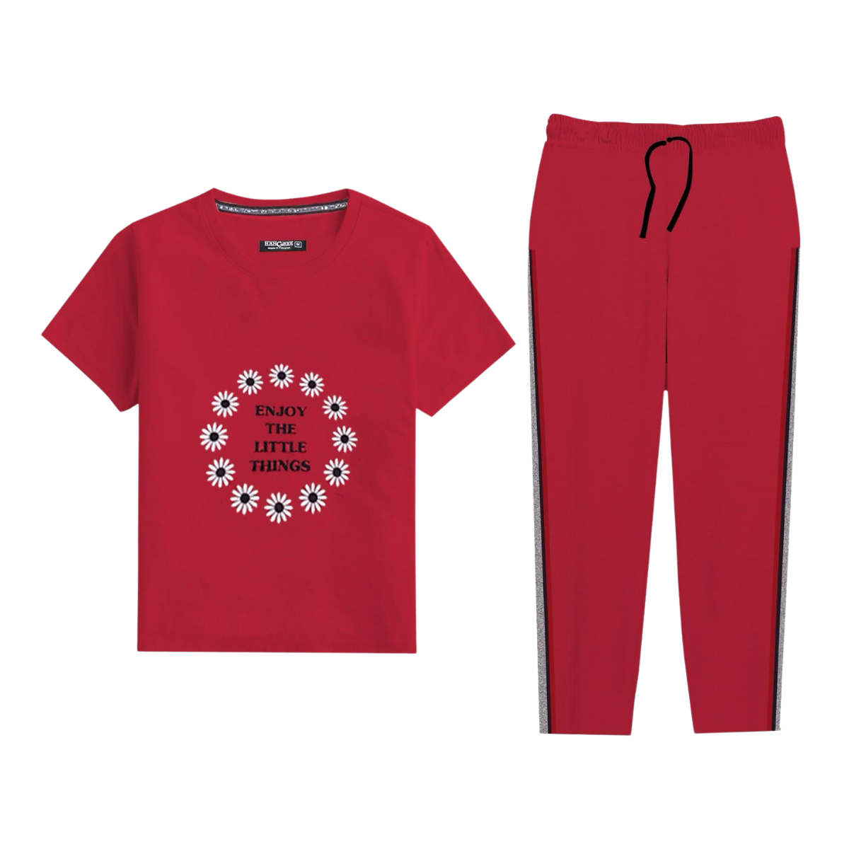 Women's Exclusive Printed Soft Cotton Summer Tracksuit - Red