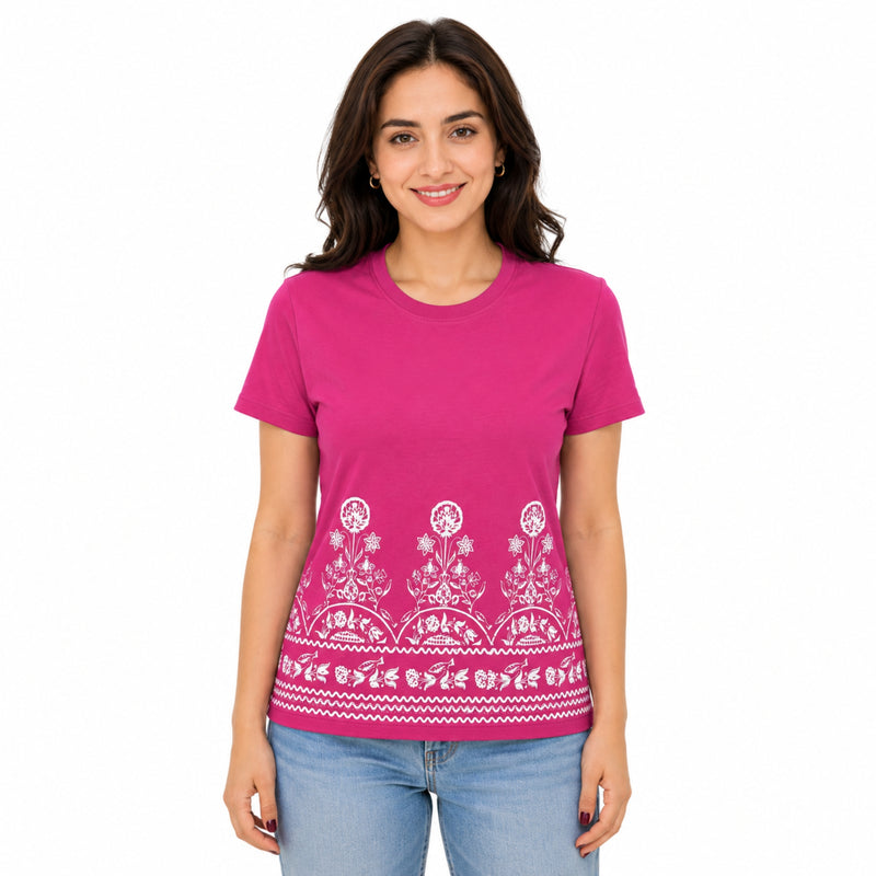 Women's Heritage Floral Border Cotton Jersey T-Shirt