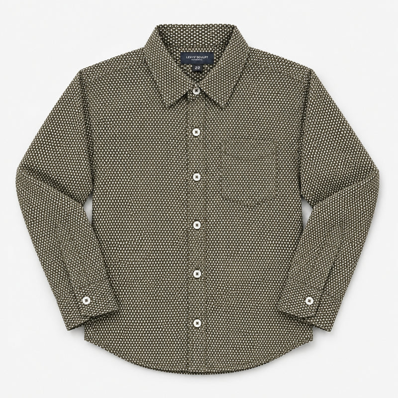 Boy's Geometric Pattern Full Sleeves Casual Shirt - Soya Bean
