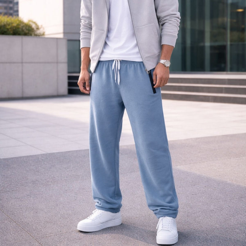 HG Classic Terry Loose Fit Trousers with Zipper Pockets - Slate Blue