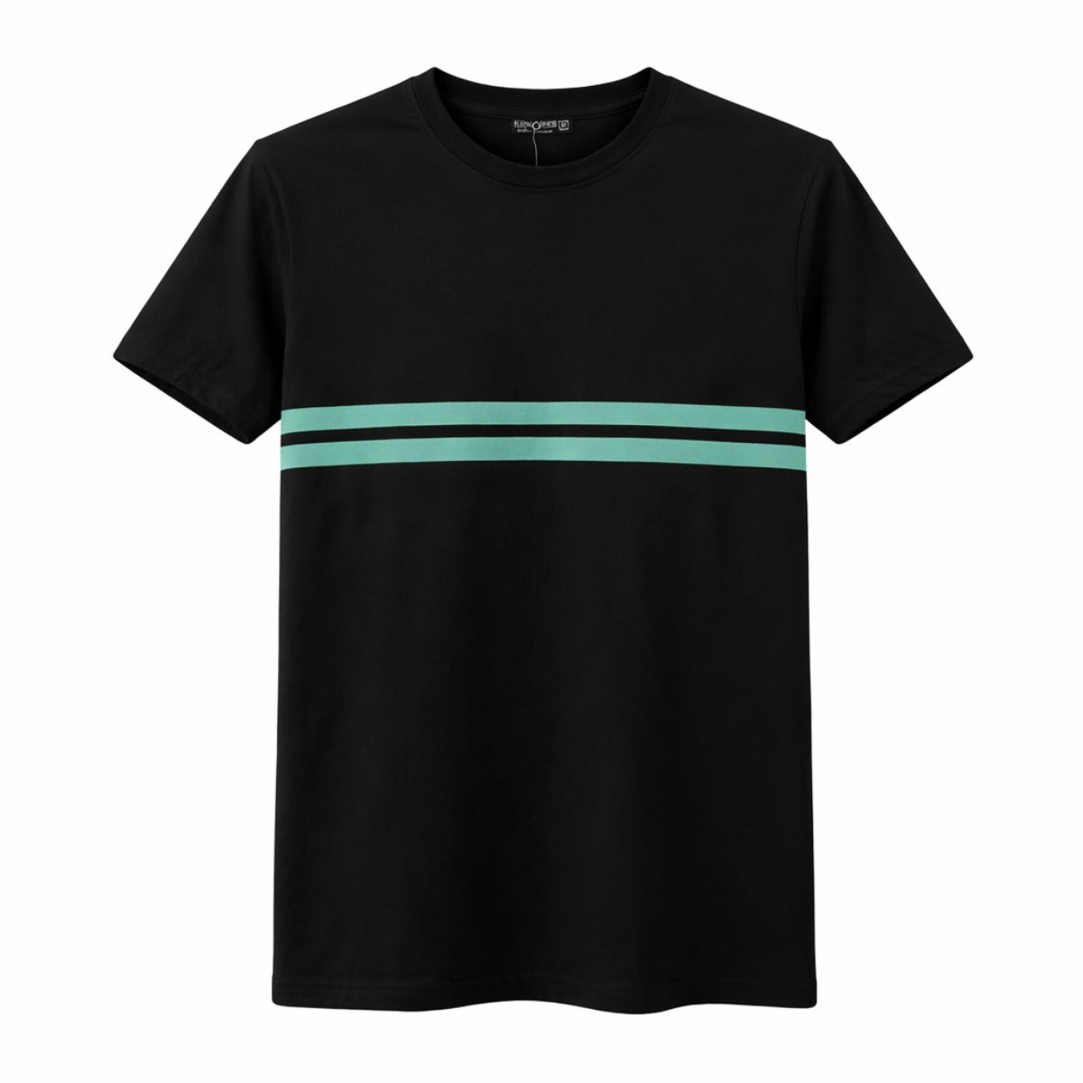 Men’s Premium Contrast Chest Stripe T-Shirt – Black