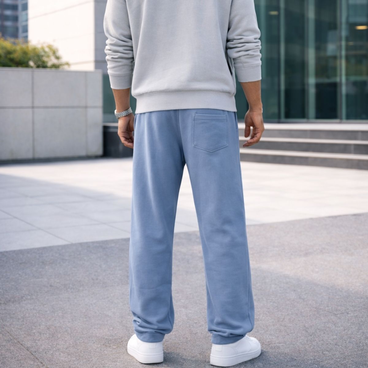 HG Classic Terry Loose Fit Trousers with Zipper Pockets - Slate Blue