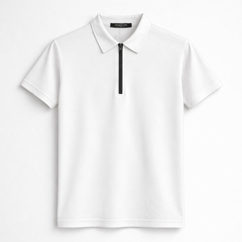 Men’s Premium Poly Wear Half-Zip Polo Shirt – White