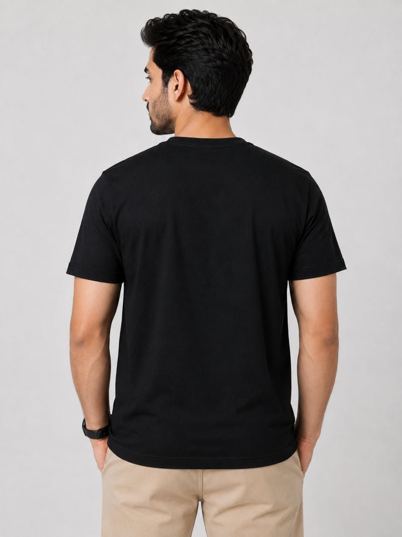 Allien Biker Embroidered Men Tee Shirt - Black