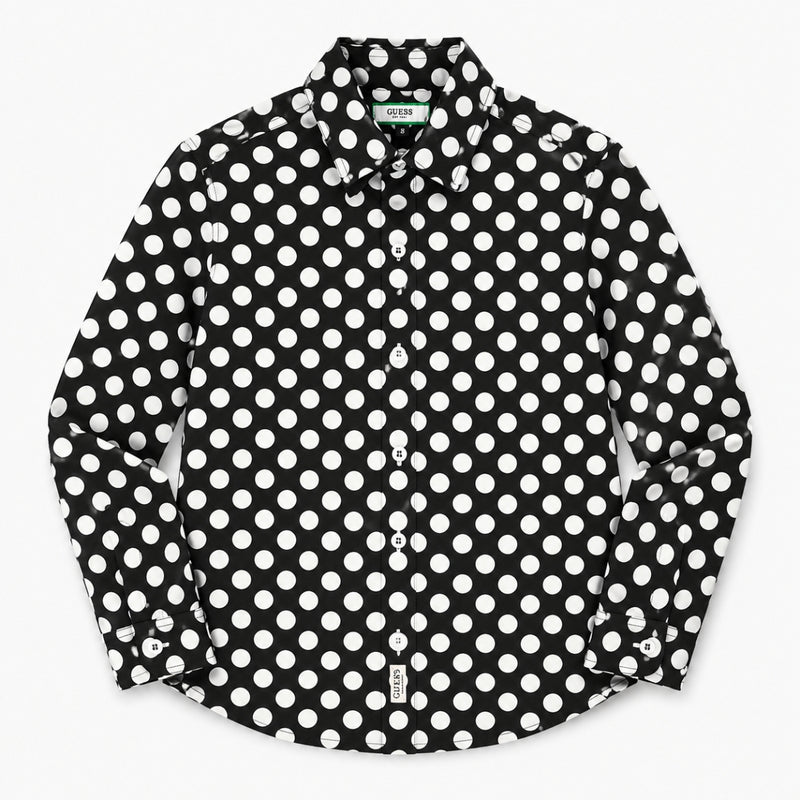 Boy's Polka Dots Printed Casual Shirt - Black