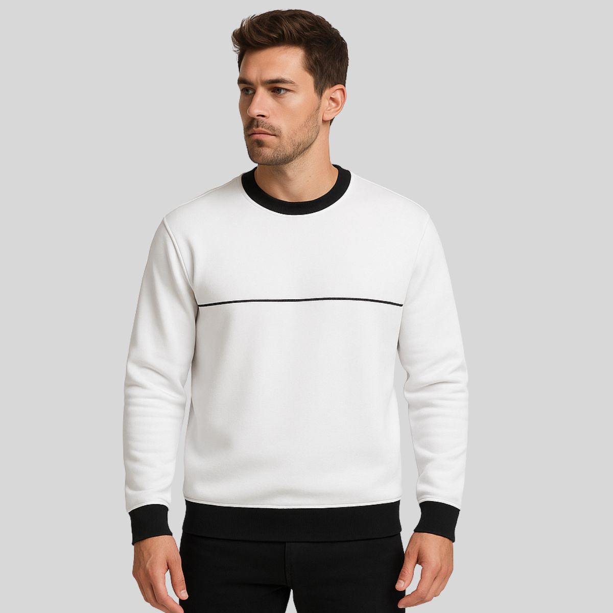 HG Combo Interlock Sweat Shirt - White