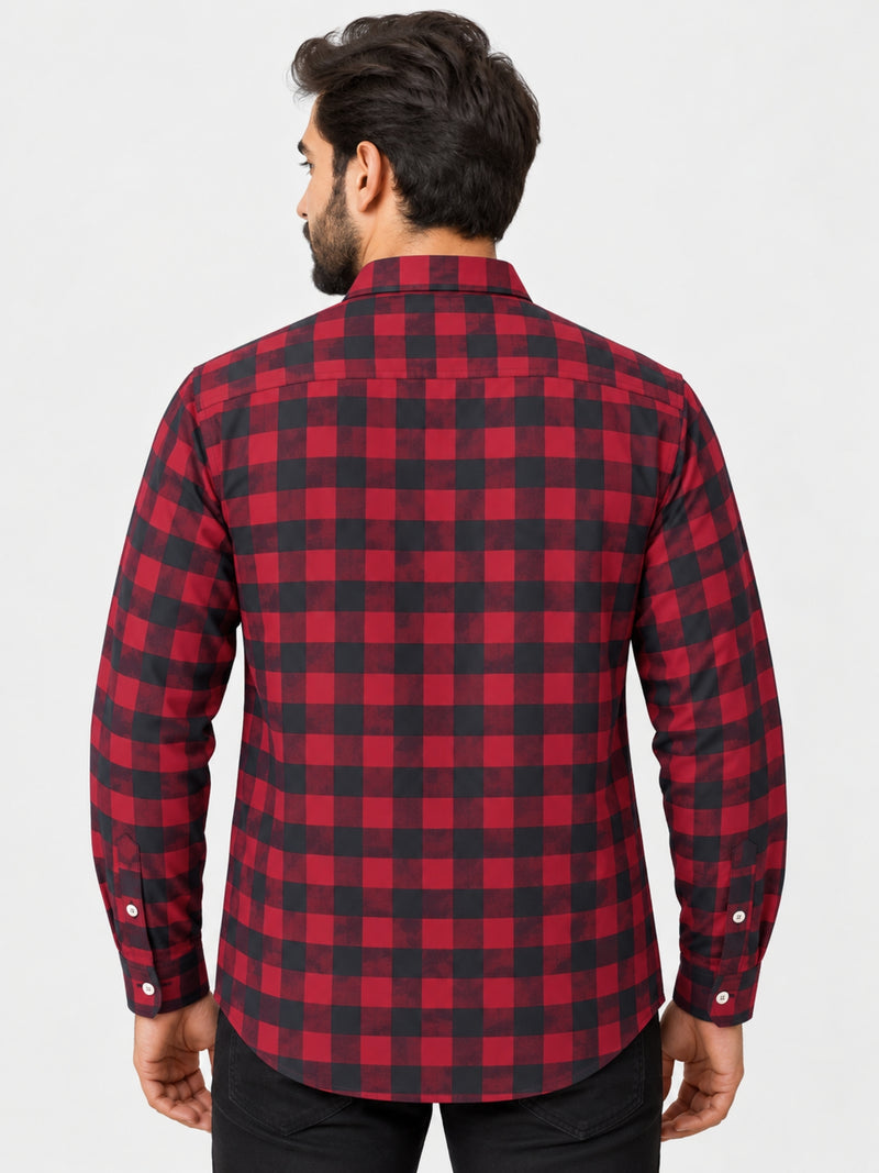 Men's Red Navy Check Casual Shirt