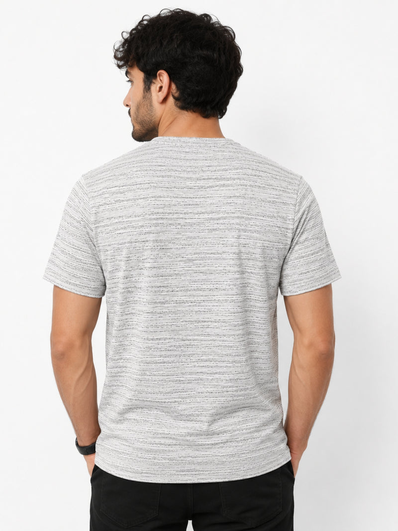 Men's Exclusive Melange Henley T-Shirt - White