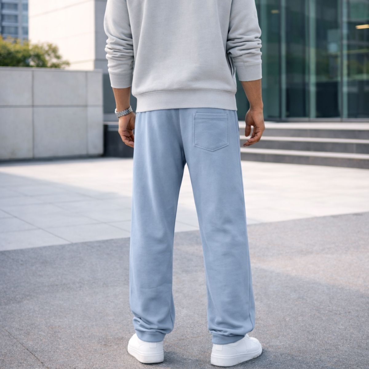 HG Classic Terry Loose Fit Trousers with Zipper Pockets - Rock Blue