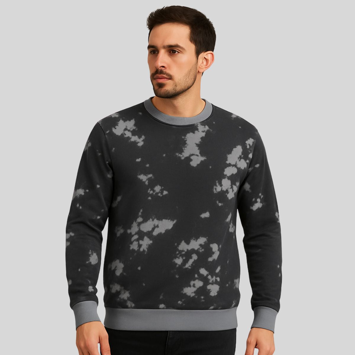 HG Tie N Die Style Prited Terry Sweat Shirt - Black Gray