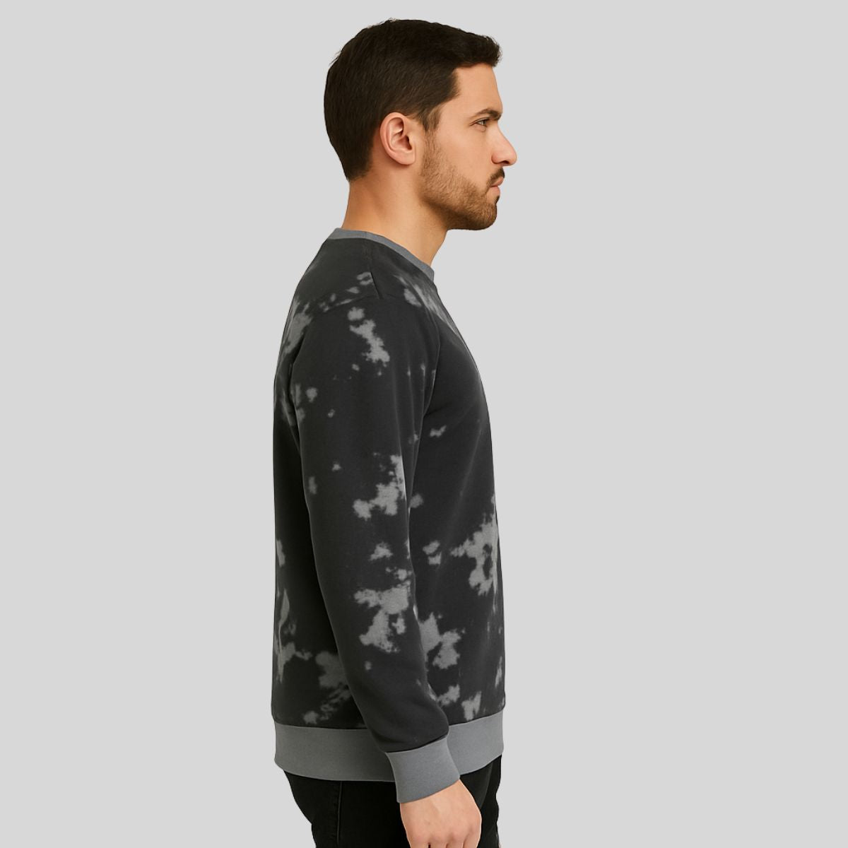 HG Tie N Die Style Prited Terry Sweat Shirt - Black Gray