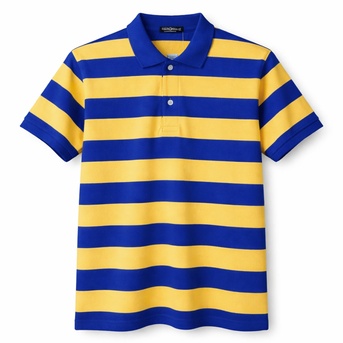 Men's Bold Stripes Jersey Polo Shirt - Royal Blue & Yellow