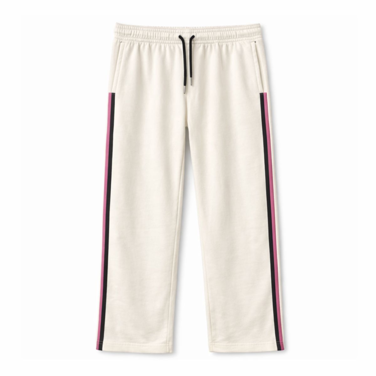 HG Women’s Relaxed Fit Terry Straight Trousers with Side Tape - Off White