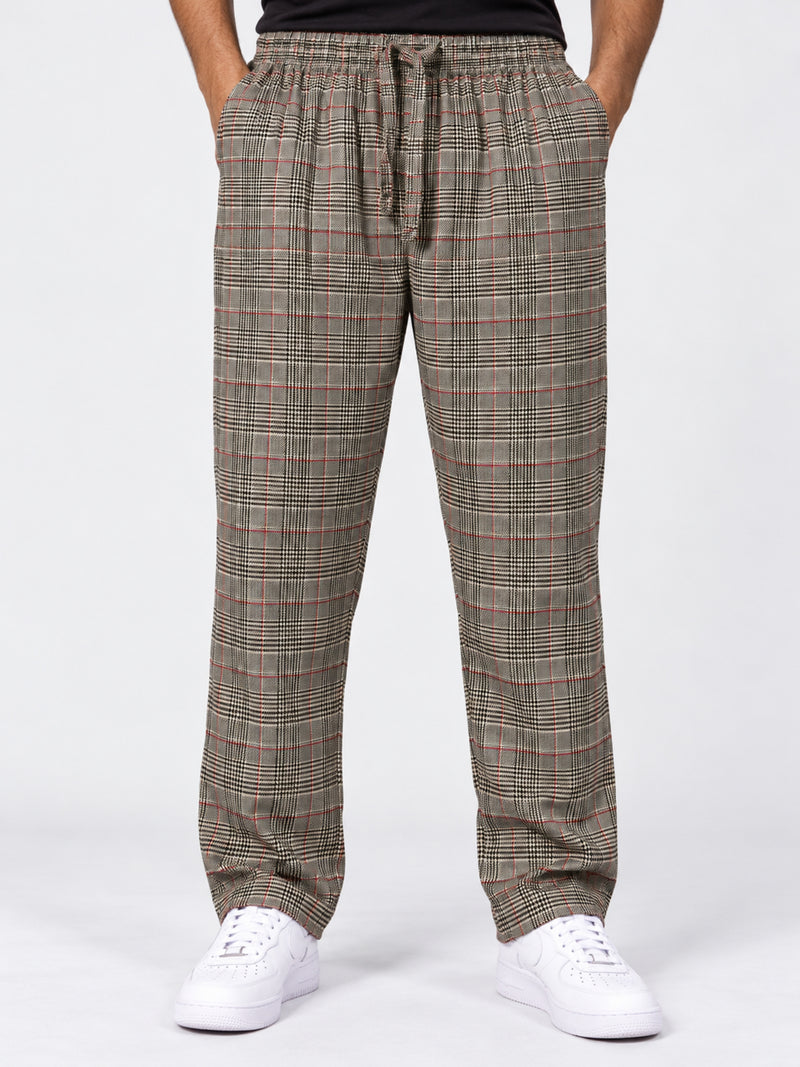 Men Casual Check Trouser - Brown