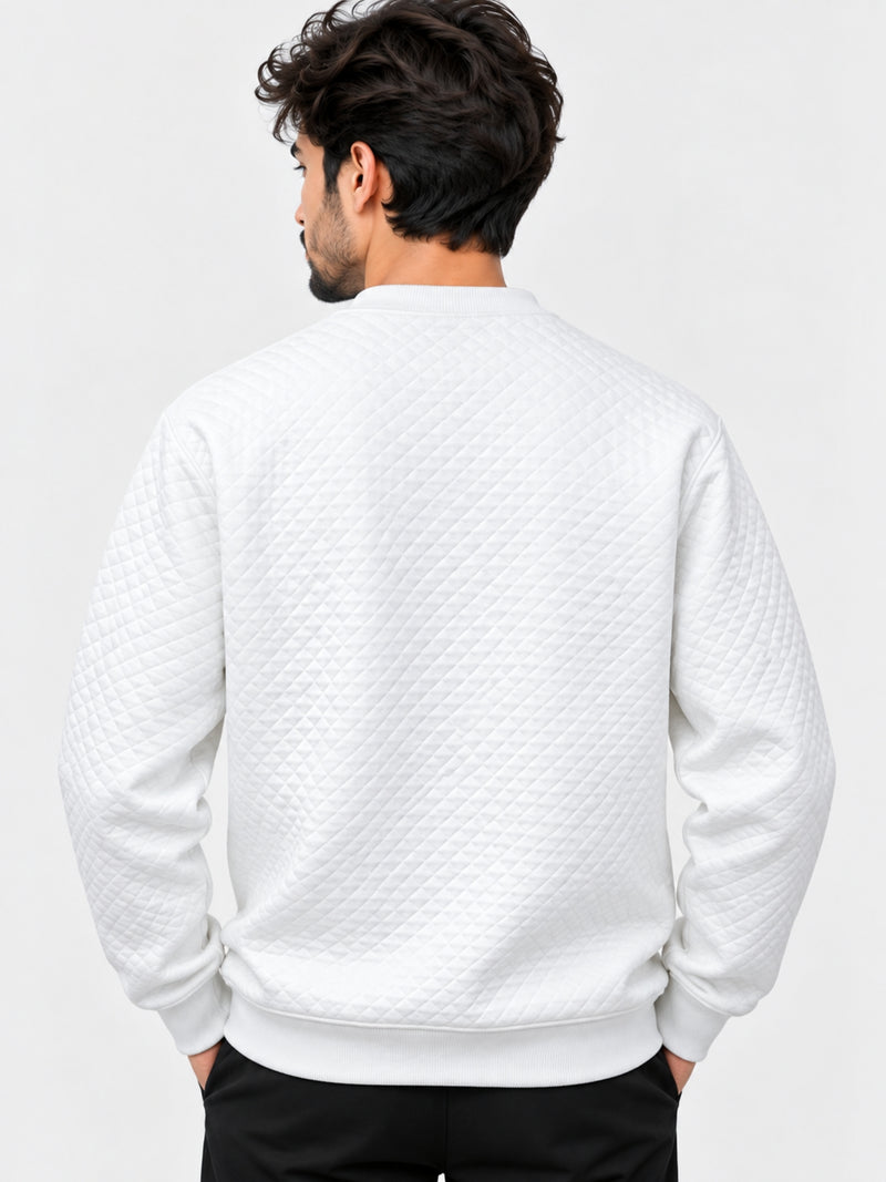 HG Premium Quilted Crew Neck Sweatshirt for Men – Super White