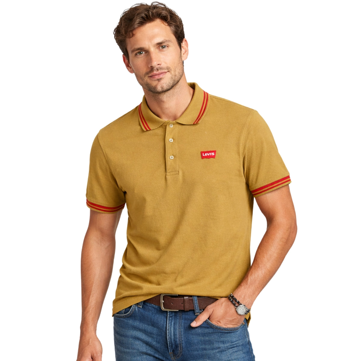 Men's Tipping Collar Classy Polo Shirt - Mustard