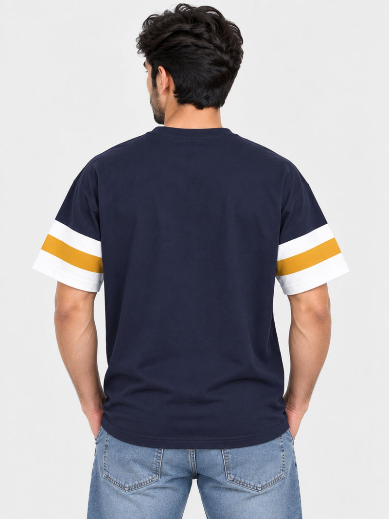 Oversize Down Shoulder Tee Shirt - Navy