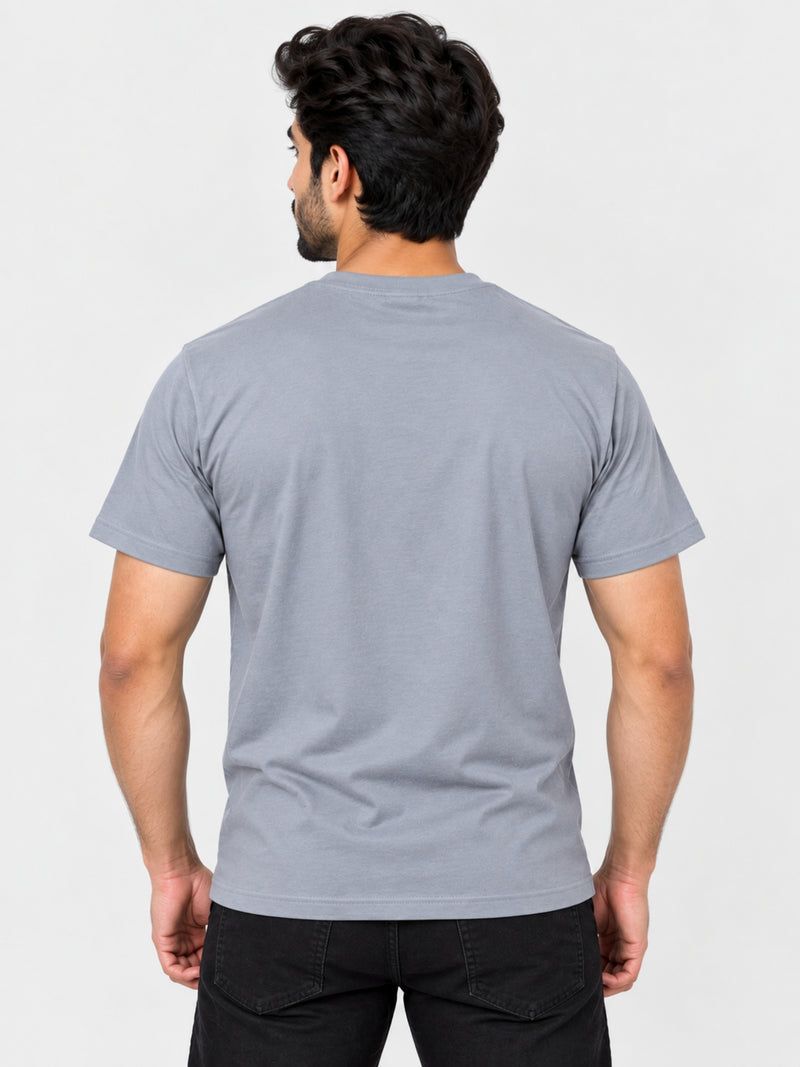 Men's Signature Emb. Round Neck Tee Shirt - Sky Gray